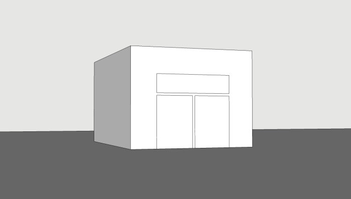 3D-modell av en kamin placerad nära en vägg, ifrågasätter avståndet till möbler som en soffa.