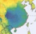 Karta över ett område med varierande färger, möjligen indikerande solenergi eller befolkningstäthet.