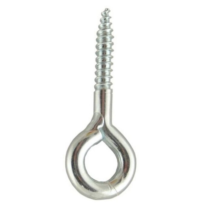 Metallskruvögla för upphängning i betongtak, med synlig gänga och rund ögla för att fästa gymnastikringar.