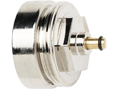 Ventilinsats med packbox och stift, förmodligen Danfoss eller MMA, adaptern saknas enligt beskrivningen.