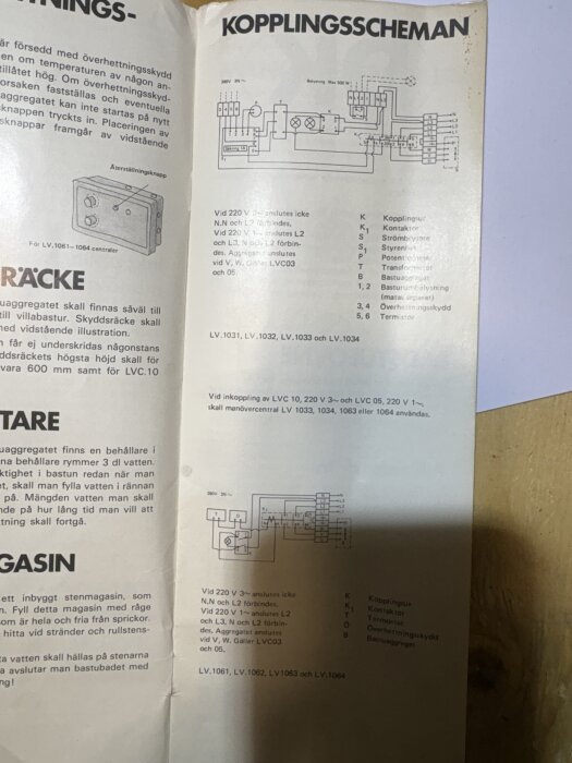 Kopplingsschema för elektrisk anslutning, visar komponenter och anslutningspunkter för korrekt installation och funktion.