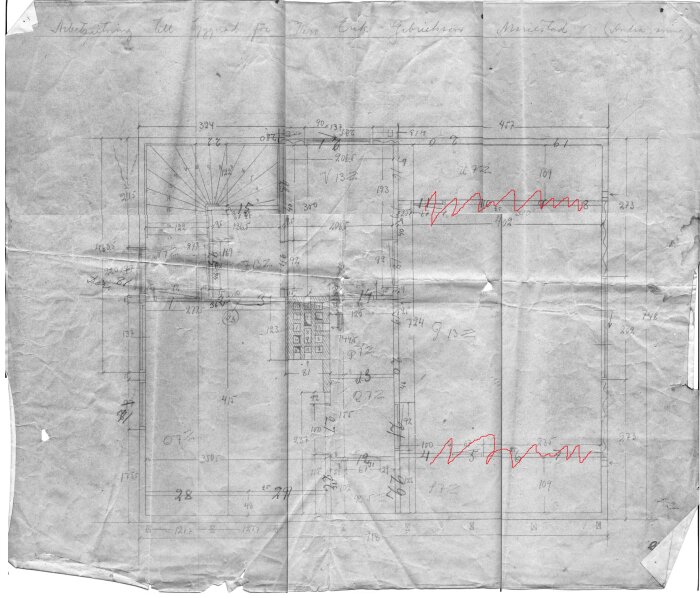 Ritning med kattvindar markerade i rött.