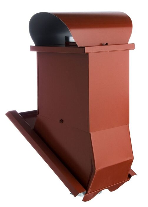 Brun takhuv för ventilationsrör, utan galler, på vit bakgrund.