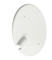 Vit doslock med näsa för installationskabel, använd i elektriska kopplingsprojekt.