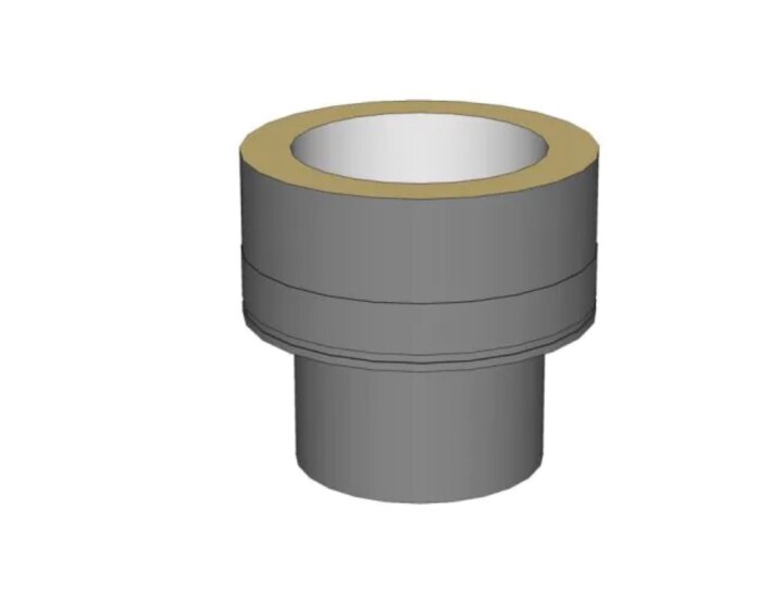 3D-modell av en vanlig startbit för modulskorsten, med rör på insidan.