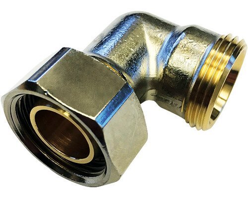 Vinkelkoppling av metall med lekande mutter och gängor, används för att ansluta radiatorer. Används för att minska glapp mellan koppling och nippel.
