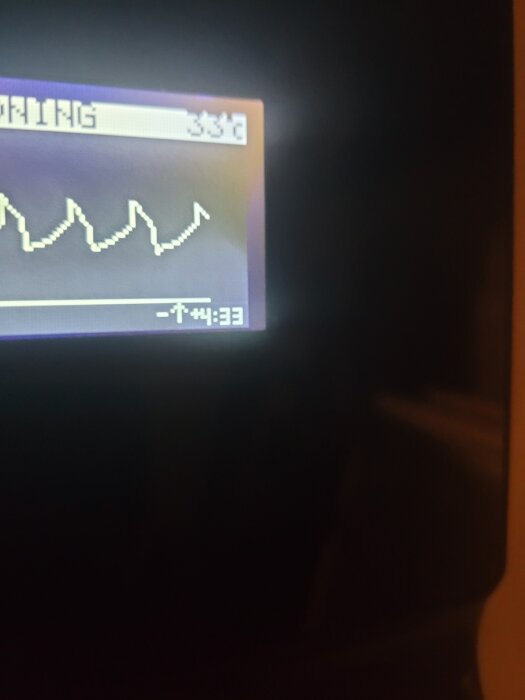 Digital display visar en graf med tiden 4 timmar och 33 minuter.