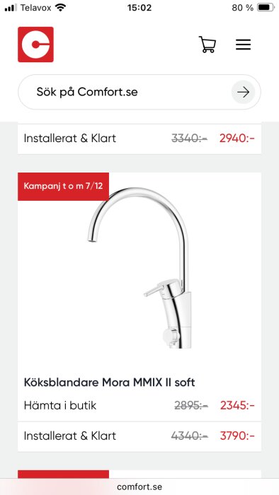 Köksblandare Mora MMIX II soft med kampanjpris och installationserbjudande hos Comfort.se.