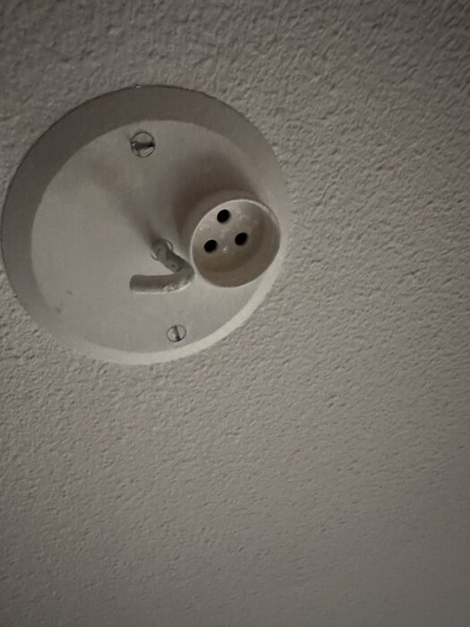 Ojordad lamputtag monterad i taket med sladdanslutning.