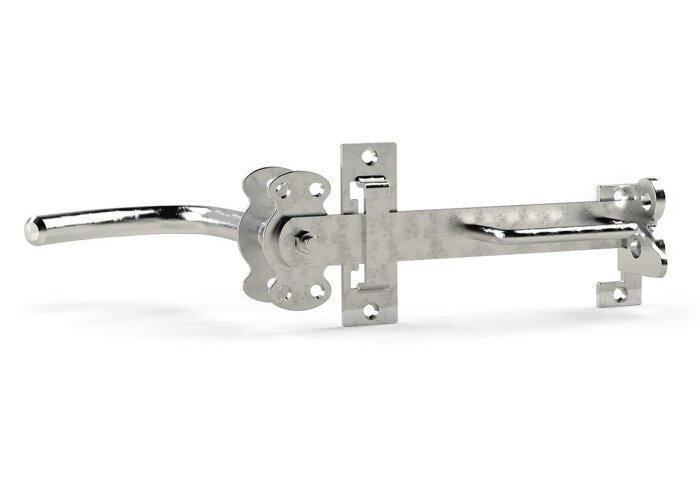 Grindklinka i metall för montering på grindar, möjliggör öppning även från insidan. Designad för grindar med en tjocklek på 19-80 mm.