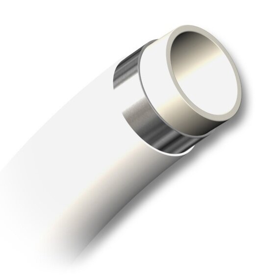 PEX/PAL-rör med aluminiumskikt, 25 mm i diameter.