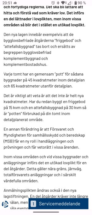 Text om ändrade bygglovsregler för friggebodar och attefallshus i Sverige, med exempel på tillämpning i Motala kommun.