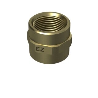 Metallkoppling med gängor och märkning "EZ".