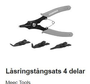 Låsringstångsats med fyra delar, inklusive en lockringstång och tre utbytbara spetsar, används för att ta ut filter vid byggprojekt.