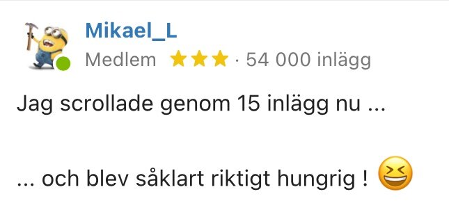 En forumprofil med 54000 inlägg, visande ett animerat gult verktygshållande ansikte.
