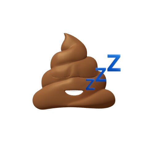 Emoji av en hög bajs med en snarkande symbol, zzz, som indikerar sömn eller utmattning.
