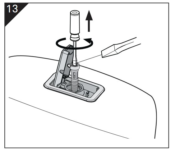 Instruktion för att demontera ett antennfäste från en bilkaross, rotera och dra upp antennen.