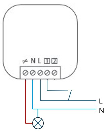 Diagram visar elektrisk inkoppling av dimmer med L och N-anslutningar samt symbol för lampa.