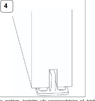 Ritning av skjutdörrslucka med spår och plastbit längst ned enligt manual.