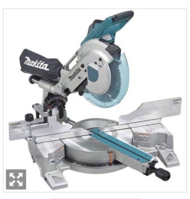 Cirkelsåg med lutningsfunktion och 10-tums klinga från Makita, modell med laserförsedd mättning, främst för hobbybruk.
