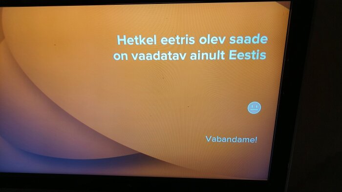 Skärm med meddelande på estniska som säger att innehållet endast kan ses i Estland.
