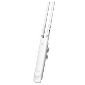 WiFi-extender för utomhusbruk med lång räckvidd, vit design, två antenner.