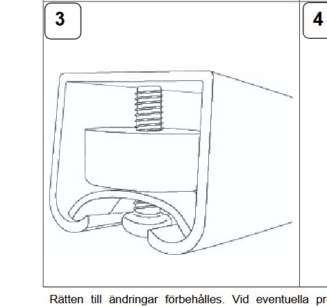 Illustration av en justerbar skruvmekanism inuti en metallprofil, sedd från sidan. Profilen har en fyrkantig form med en synlig gängad skruv.
