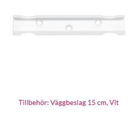 Vitt väggfäste, 15 cm, med tre hål för rullgardiner.