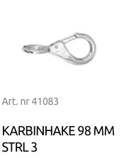 Karbinhake i metall, 98 mm, storlek 3.