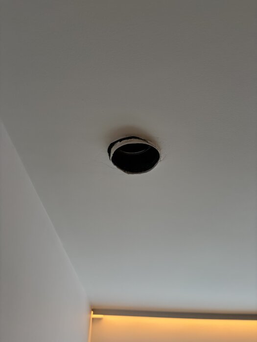 Tak med synligt rör för FTX-system efter borttagning av väv, behov av att kapa rören till nuvarande taknivå utan att skada nymålat tak.