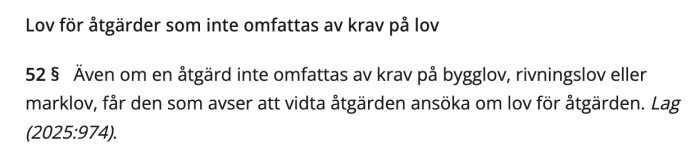 Text från Plan- och bygglagen om frivilligt bygglov enligt 9 kap. 52 §.