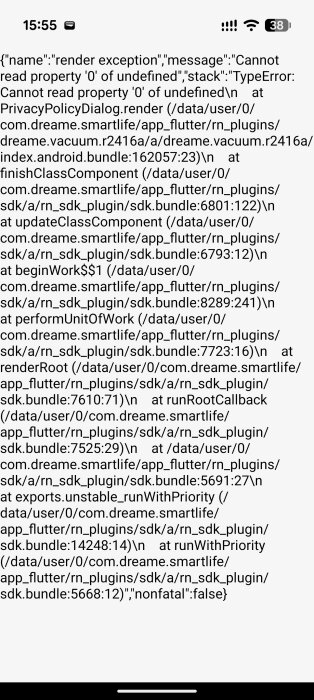 Felmeddelande på mobilen med "Cannot read property '0' of undefined" från en app, troligen relaterat till problem med att läsa in ett plug-in program.