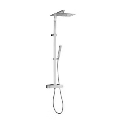 Takduschset i krom med fyrkantigt duschhuvud och handdusch, modell Tapwell Level LES8300.