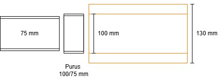Diagram över rörkopplingar i en tvättstugerenovering, med fokus på anslutningen mellan lerrör (100 mm) och plaströr (75 mm) med en Purus-koppling.
