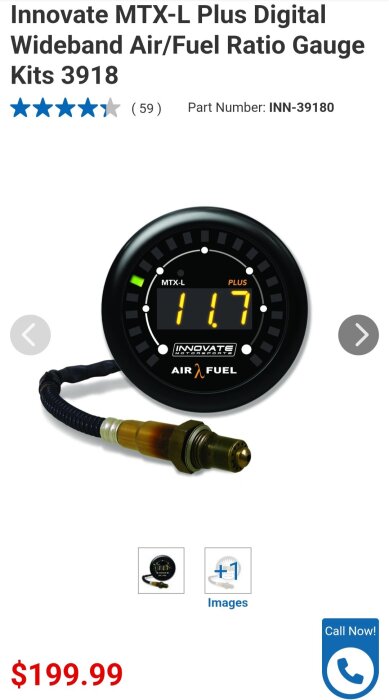 Digital MTX-L Plus bredbandslambda luft/bränsle mätare med kabel och sensor, pris $199.99, artikelnummer INN-39180.