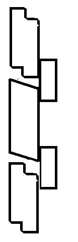 Ritning som visar profil för liggande och stående panelbrädor i sekelskiftesstil, med detaljer för droppnäsa och fasning för vattenavrinning.