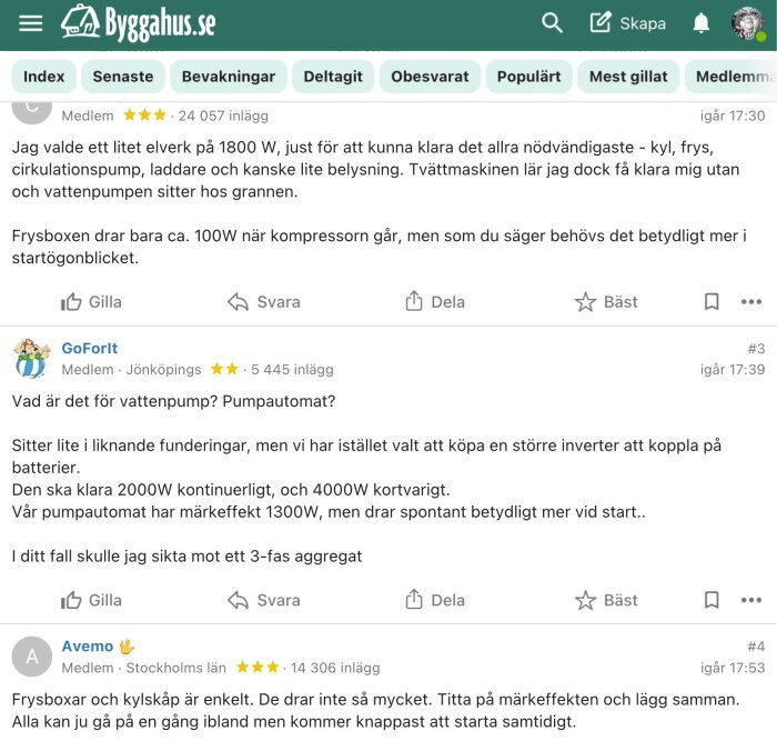 Diskussionstråd på Byggahus.se om elverk och vattenpumpar, med flera inlägg och kommentarer från medlemmar.
