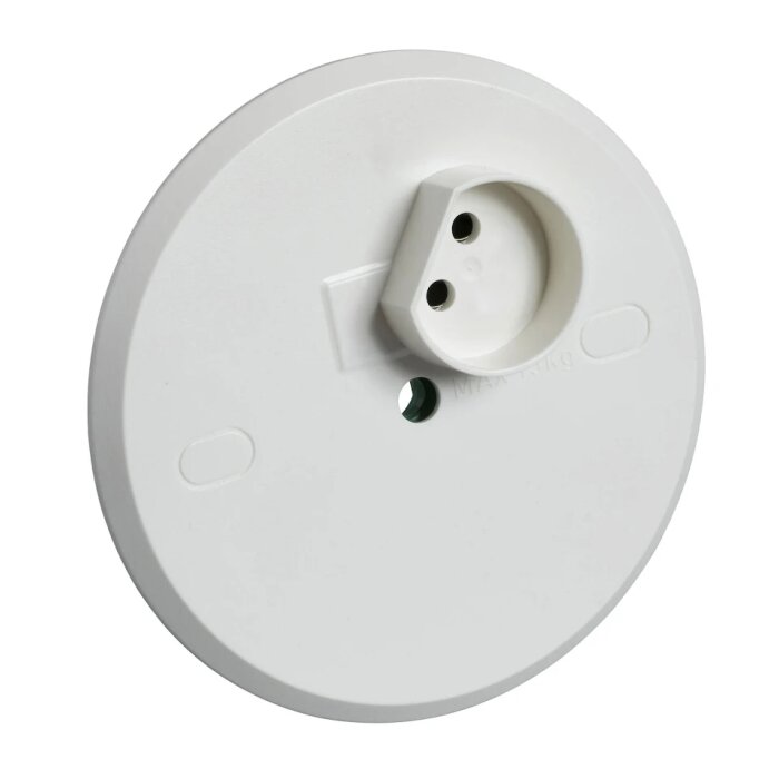 Armaturdoslock med centrumkrok för äldre takdosor, vit rund design.