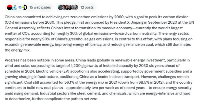 Kina åtar sig att uppnå koldioxidneutralitet till 2060, med fokus på förnybar energi, energieffektivitet och minskad kolanvändning, trots utmaningar kring kolkraft.