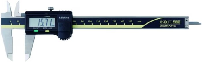 Mitutoyo digitalt skjutmått 0-200mm med digital display visar 15.71 mm.