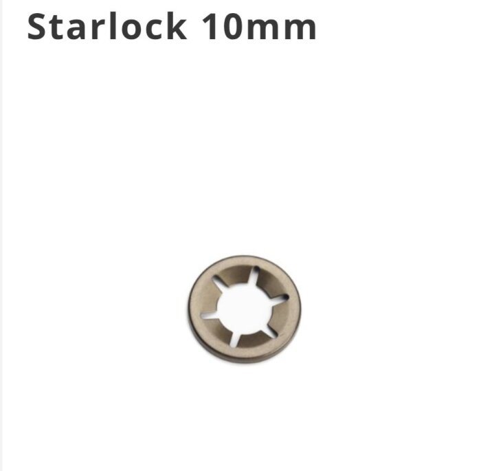 Rund låsbricka med tungor, Starlock 10mm, används för att säkra hjul på axlar.