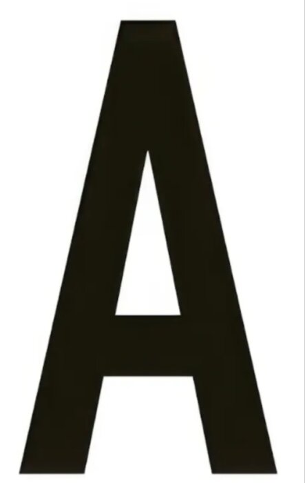 Stor svart bokstav "A" mot vit bakgrund.