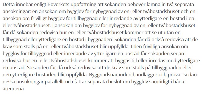 Text från Boverkets riktlinjer om bygglov och tillbyggnader.