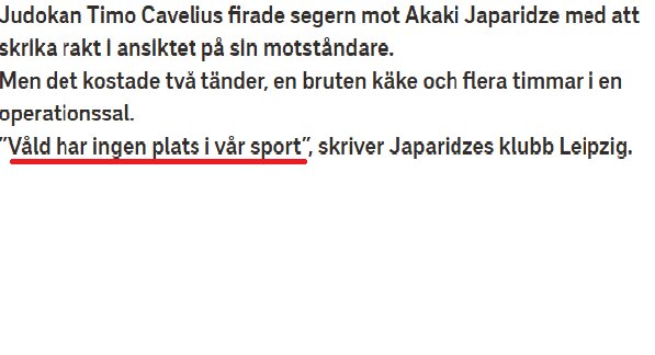 Skriftligt uttalande från en judo-klubb som fördömer våld i sporten efter en incident mellan Timo Caveluis och Akaki Japaridze.