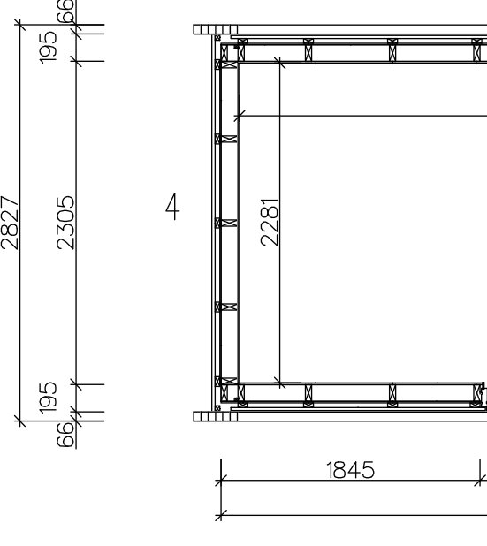 Ritning av en relaxbod med dimensioner markerade i millimeter, inklusive 2827 och 1845 mm.