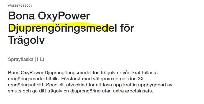 Bona OxyPower djupregöringsmedel för trägolv, sprayflaska (1 L), förstärkt med väteperoxid för intensiv rengöring, löser upp smuts utan extra insats.
