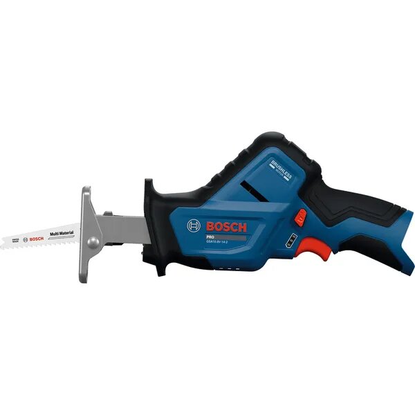 Bosch GSA 12V-14-2 tigersåg med batteridriven design, lämplig för arbete i trädgården.