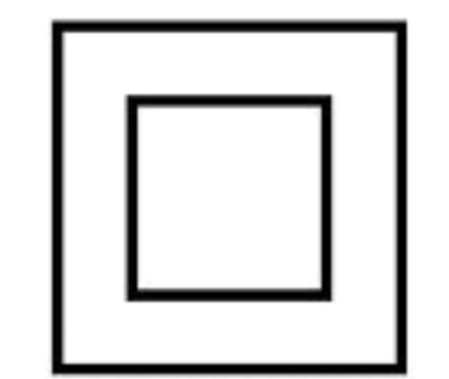 En fyrkantig symbol med en mindre fyrkant inuti, troligen etikett eller symboldiskussion.