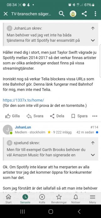 Användare upplever problem att komma åt en webbplats via Telias mobilnät. Felmeddelanden uppstår endast vid användning av mobildata, medans fiberanslutningen fungerar utan problem.